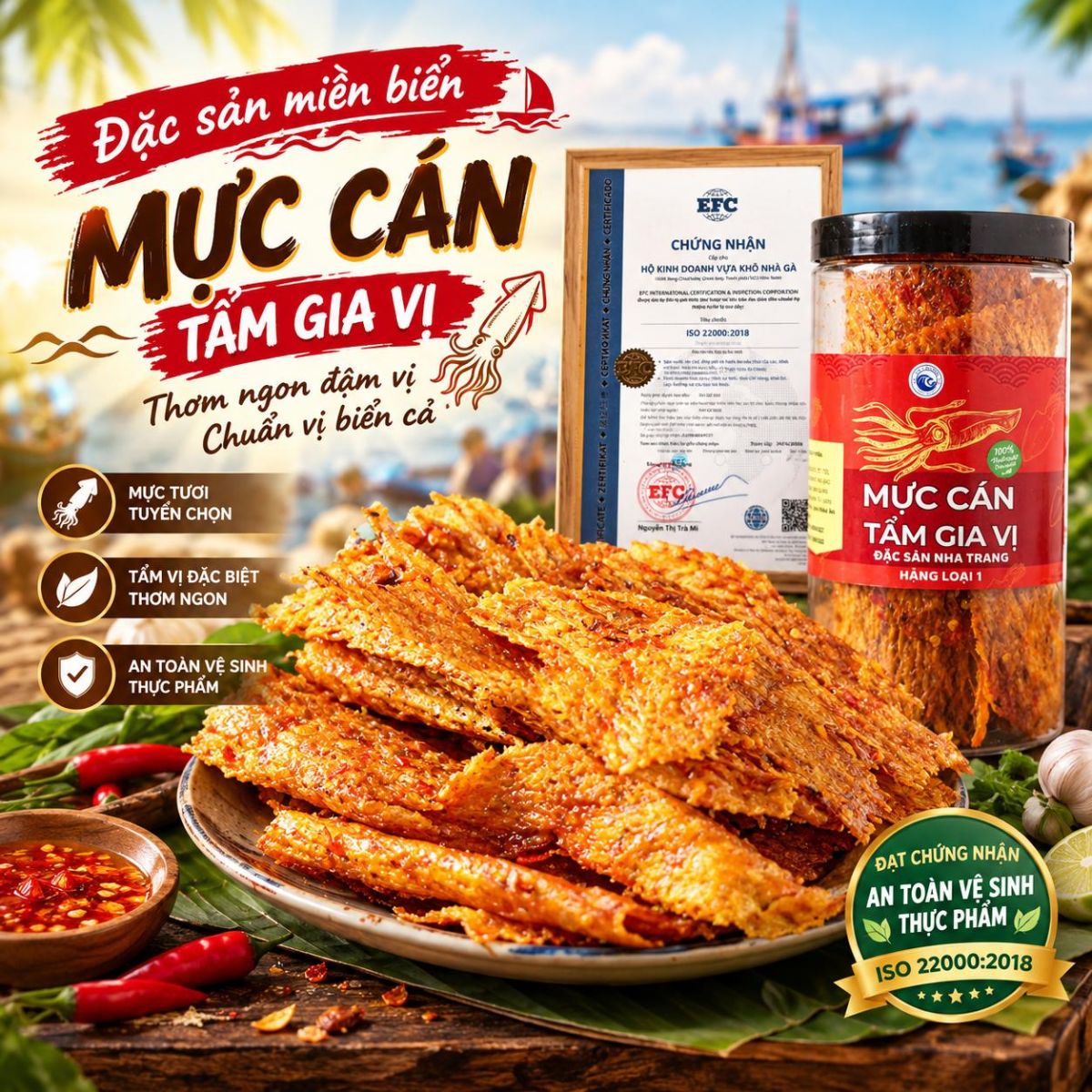 Mực Cán Tẩm Gia Vị - Dạng Hũ