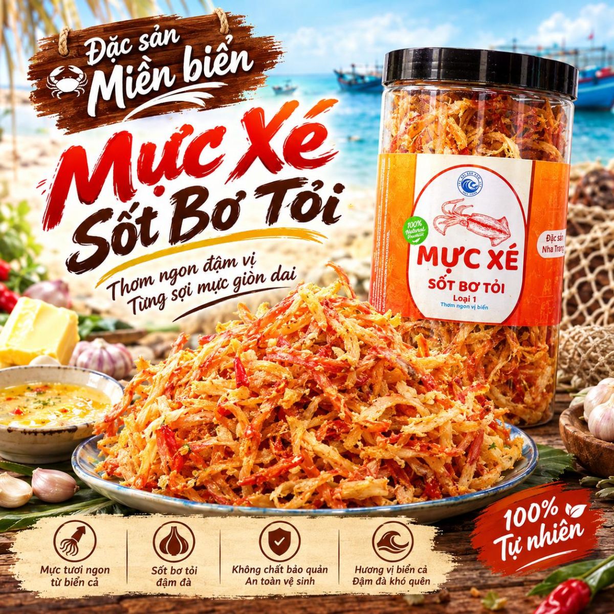 Mực Xé Sốt Bơ Tỏi