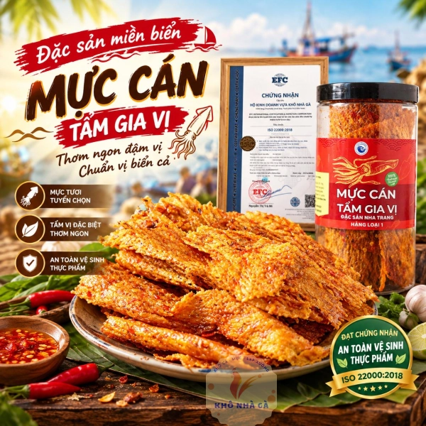 Mực Cán Tẩm Gia Vị - Dạng Hũ