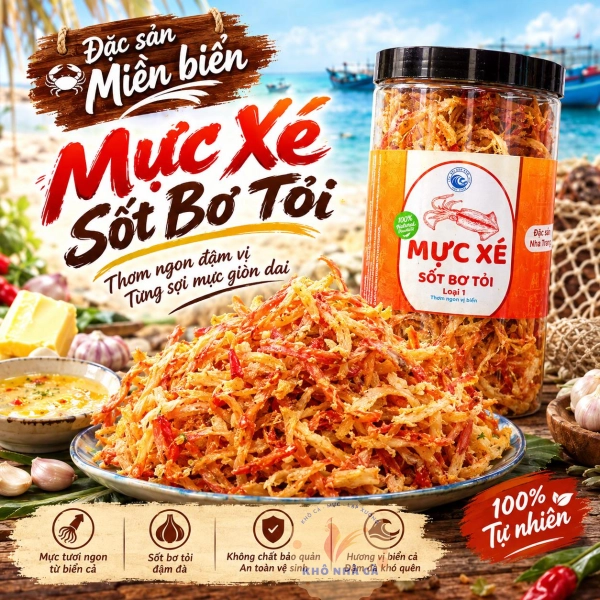 Mực Xé Sốt Bơ Tỏi